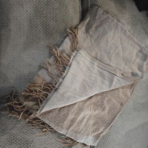 Elegant Beige and Brown Fringed Scarf